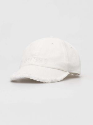 Памучна шапка с козирки с апликация Guess бяло