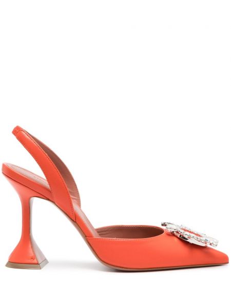 Кожени полуотворени обувки Amina Muaddi оранжево