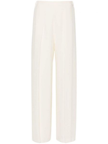 Плисирани копринени панталон от креп Gentry Portofino бяло