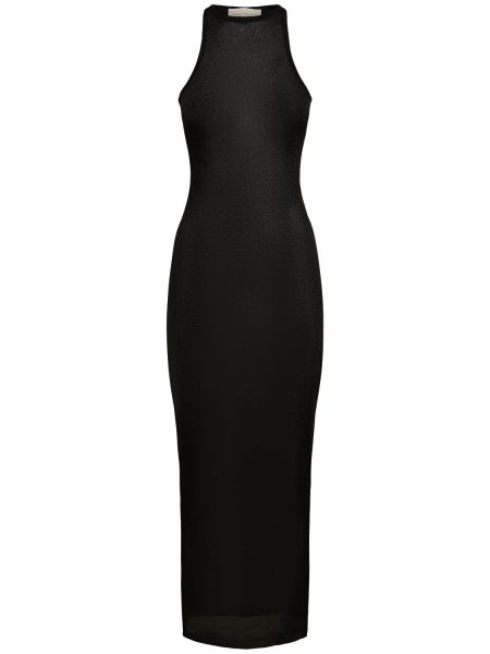Průsvitné viskózové midi šaty Fleur Du Mal černé