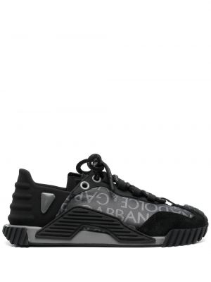 Bőr sneakers nyomtatás Dolce & Gabbana fekete