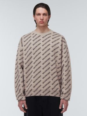 Medvilninis vilnonis megztinis Balenciaga smėlinė