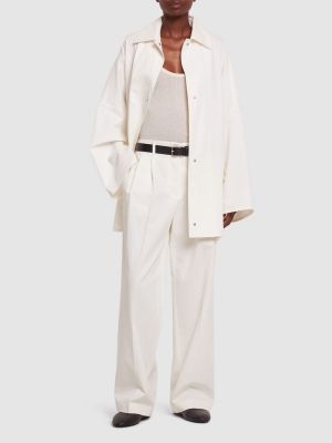 Relaxed памучни панталон Toteme бяло