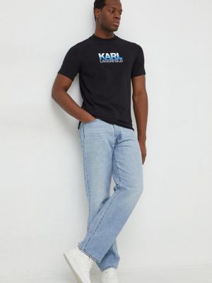 Тениска с дълъг ръкав с принт Karl Lagerfeld черно