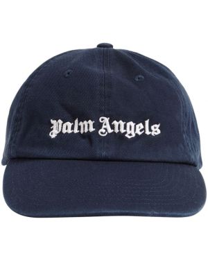 Памучна шапка с козирки бродирана Palm Angels черно