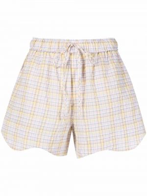Kratke hlače s karirastim vzorcem s potiskom Ganni rumena