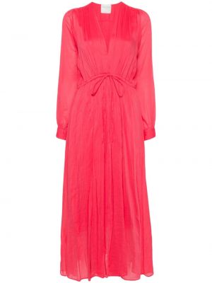 Плисирана рокля с v-образно деколте Forte_forte розово
