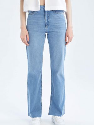 Широки панталони тип „марлен“ с висока талия Defacto синьо