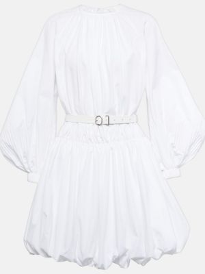 Bavlněné kožené šaty Jil Sander bílé