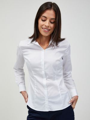 Koszula slim fit zapinane na guziki bawełniane z długim rękawem Orsay - biały