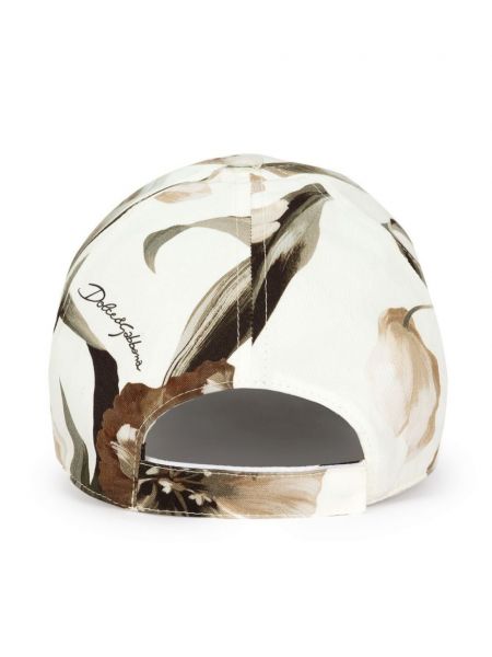 Raštuotas gėlėtas medvilninis kepurė su snapeliu Dolce & Gabbana smėlinė