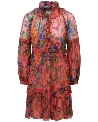 Шелковое платье Zimmermann, розовое