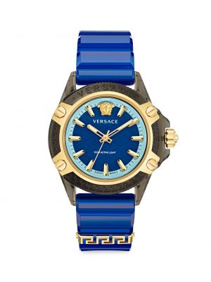 Прозрачные часы Versace синие