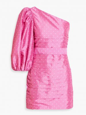 Атласное платье мини в горошек Loveshackfancy розовое