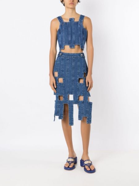 Asimetriškas džinsinis sijonas Misci mėlyna