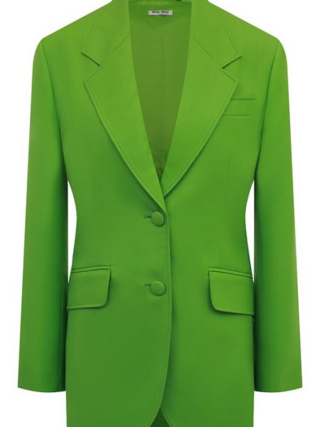 Шерстяной пиджак Miu Miu зеленый