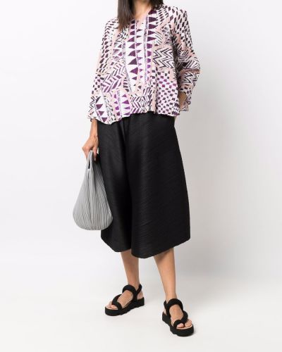 Blusa con estampado geométrico plisada Pleats Please Issey Miyake violeta