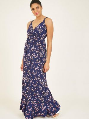 Длинное платье с принтом Yumi синее