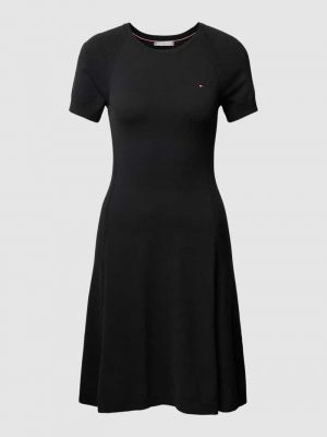 Dzianinowa sukienka midi w paski Tommy Hilfiger czarna