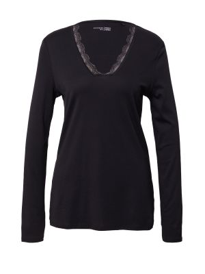 Jednofarebné bavlnené tričko s dlhými rukávmi Schiesser - čierna