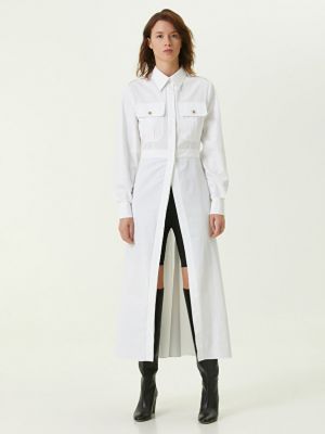 Белое платье-рубашка миди с разрезом Alexander McQueen