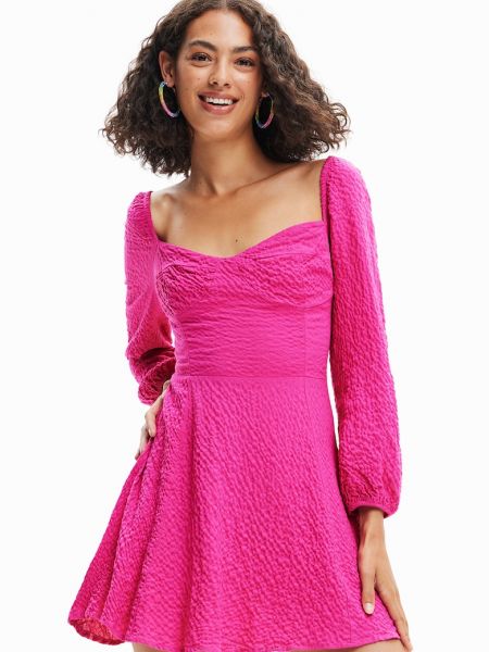 Платье мини Desigual розовое