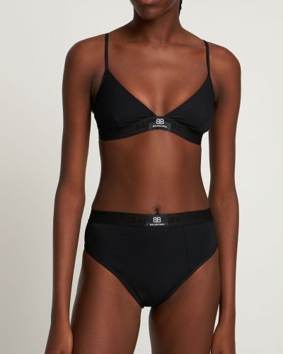 Bikini cu imagine Balenciaga negru