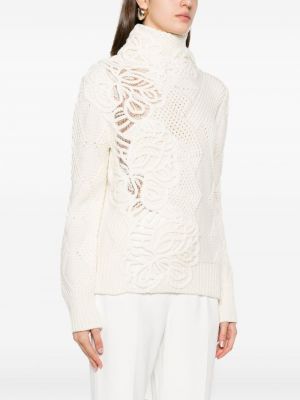 Nėriniuotas gėlėtas megztinis Ermanno Scervino balta