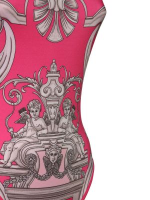 Džerzej jednodielne plavky s potlačou Versace ružová