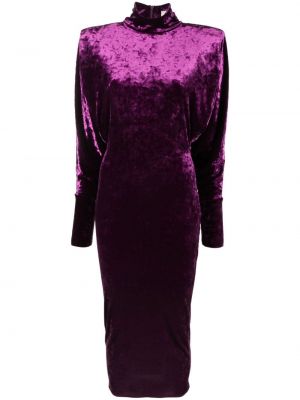 Žametna večerna obleka iz rebrastega žameta Alexandre Vauthier vijolična