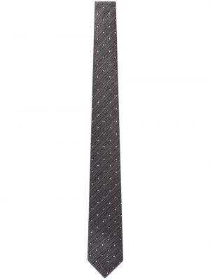 Puntíkatá hedvábná kravata s potiskem Emporio Armani šedá