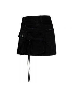 Mini falda desgastada de algodón The Attico negro
