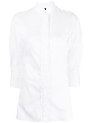 Kokvilnas krekls ar paaugstinātu apkakli Shiatzy Chen balts