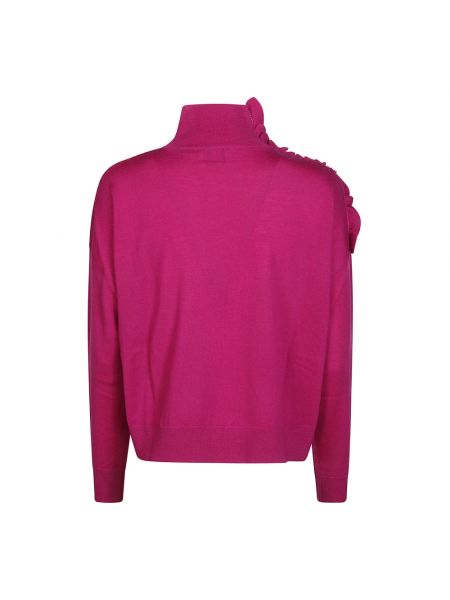 Jersey cuello alto con cuello alto con volantes de tela jersey Pinko rosa