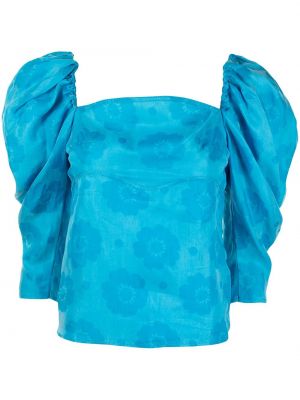 Bluza s cvetličnim vzorcem s potiskom Rejina Pyo modra