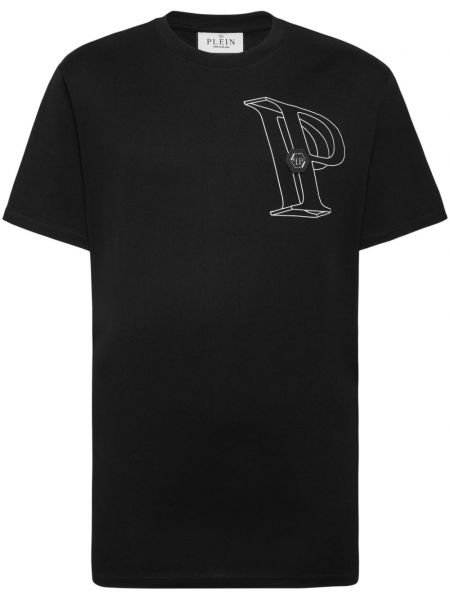 Kokvilnas t-krekls Philipp Plein melns