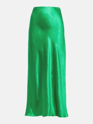 Saténové midi sukně s vysokým pasem Vince zelené