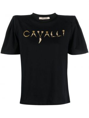 Тениска с принт Roberto Cavalli черно
