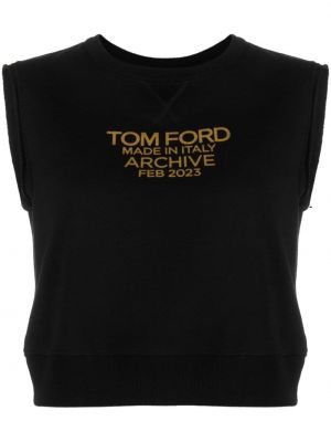 Raštuotas medvilninis tank top Tom Ford juoda