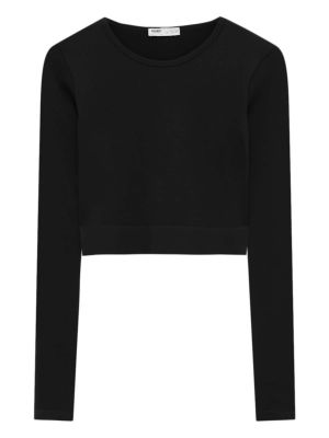 T-shirt a maniche lunghe Pull&bear nero