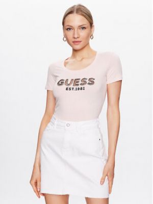 T-shirt slim en mesh Guess rose