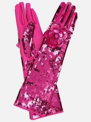 Gants à paillettes Valentino rose