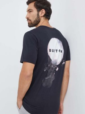 Памучна тениска с дълъг ръкав с принт Burton черно