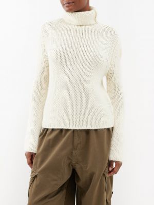 Шерстяной свитер с высоким воротником Moncler белый