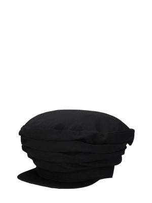 Drapírozott gyapjú sapka Yohji Yamamoto fekete