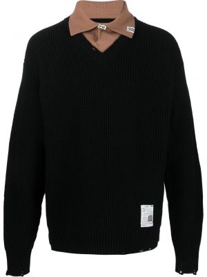 Obrabljen pulover Maison Mihara Yasuhiro črna