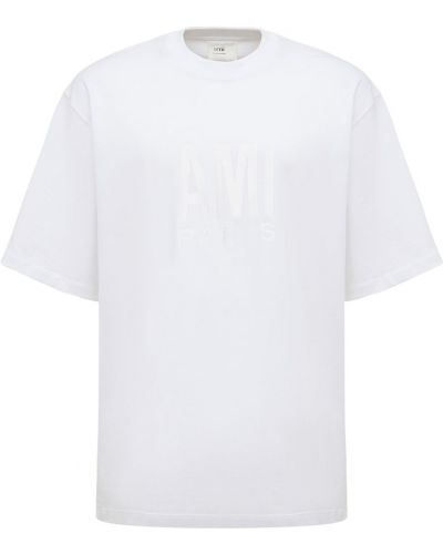 Bavlněné tričko jersey Ami Paris bílé