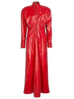 Kožené dlouhé šaty z imitace kůže Isabel Marant červené