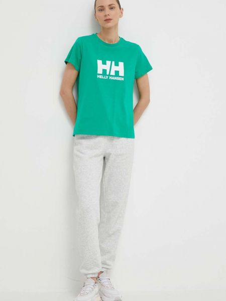 Koszulka bawełniana Helly Hansen zielona