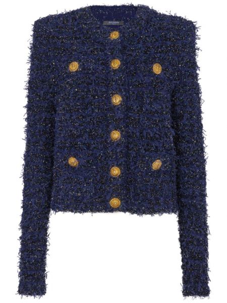 Tweed jakke med knapper Balmain blå